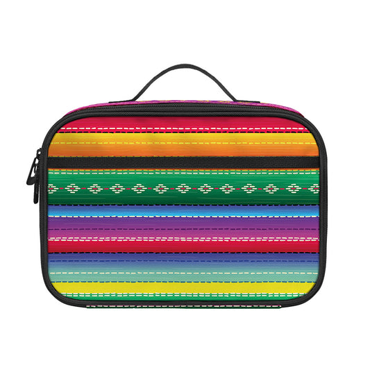 Sugar Skull Mexican Serape Pattern Print Portable Lunch Bag