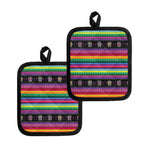 Sugar Skull Mexican Serape Pattern Print Pot Holders