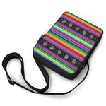 Sugar Skull Mexican Serape Pattern Print Rectangular Crossbody Bag