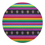 Sugar Skull Mexican Serape Pattern Print Round Blanket