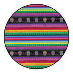 Sugar Skull Mexican Serape Pattern Print Round Floor Mat