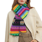 Sugar Skull Mexican Serape Pattern Print Scarf