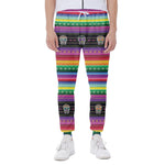 Sugar Skull Mexican Serape Pattern Print Scuba Joggers