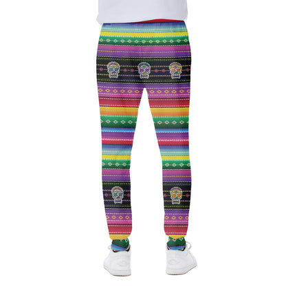Sugar Skull Mexican Serape Pattern Print Scuba Joggers