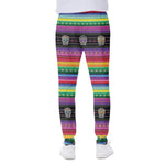 Sugar Skull Mexican Serape Pattern Print Scuba Joggers