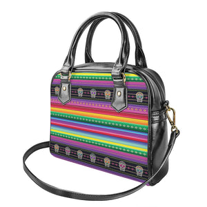 Sugar Skull Mexican Serape Pattern Print Shoulder Handbag