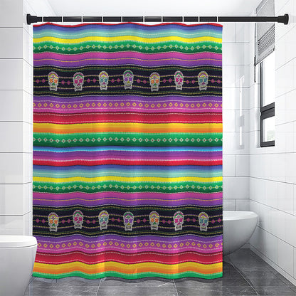 Sugar Skull Mexican Serape Pattern Print Shower Curtain