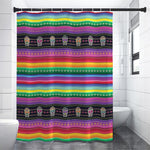 Sugar Skull Mexican Serape Pattern Print Shower Curtain