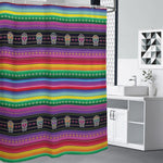 Sugar Skull Mexican Serape Pattern Print Shower Curtain