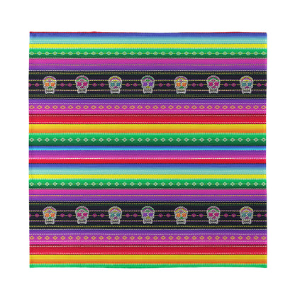 Sugar Skull Mexican Serape Pattern Print Silk Bandana
