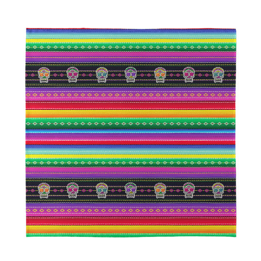 Sugar Skull Mexican Serape Pattern Print Silk Bandana