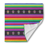 Sugar Skull Mexican Serape Pattern Print Silk Bandana