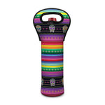 Sugar Skull Mexican Serape Pattern Print Single Neoprene Wine Tote