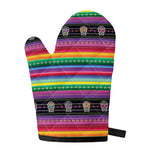 Sugar Skull Mexican Serape Pattern Print Single Oven Mitt