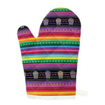 Sugar Skull Mexican Serape Pattern Print Single Oven Mitt