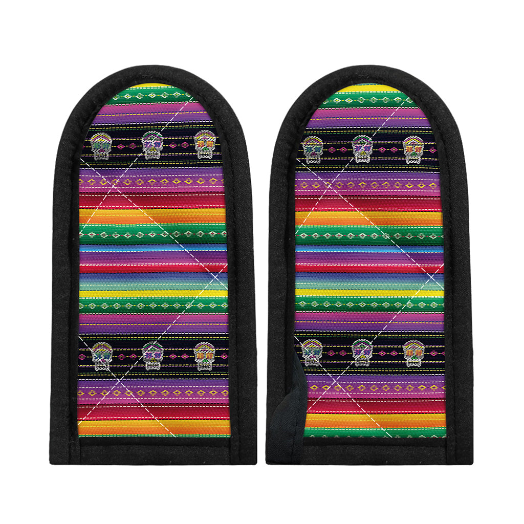 Sugar Skull Mexican Serape Pattern Print Skillet Handle Cover