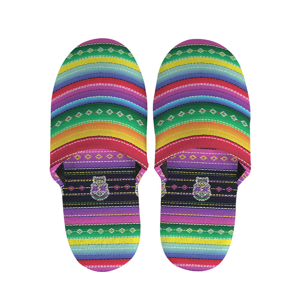Sugar Skull Mexican Serape Pattern Print Slippers