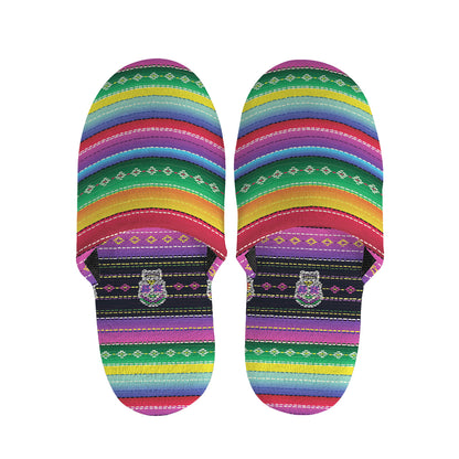 Sugar Skull Mexican Serape Pattern Print Slippers
