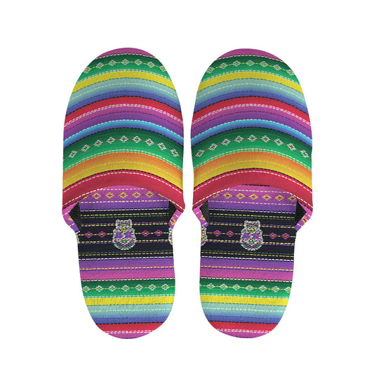 Sugar Skull Mexican Serape Pattern Print Slippers