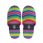Sugar Skull Mexican Serape Pattern Print Slippers