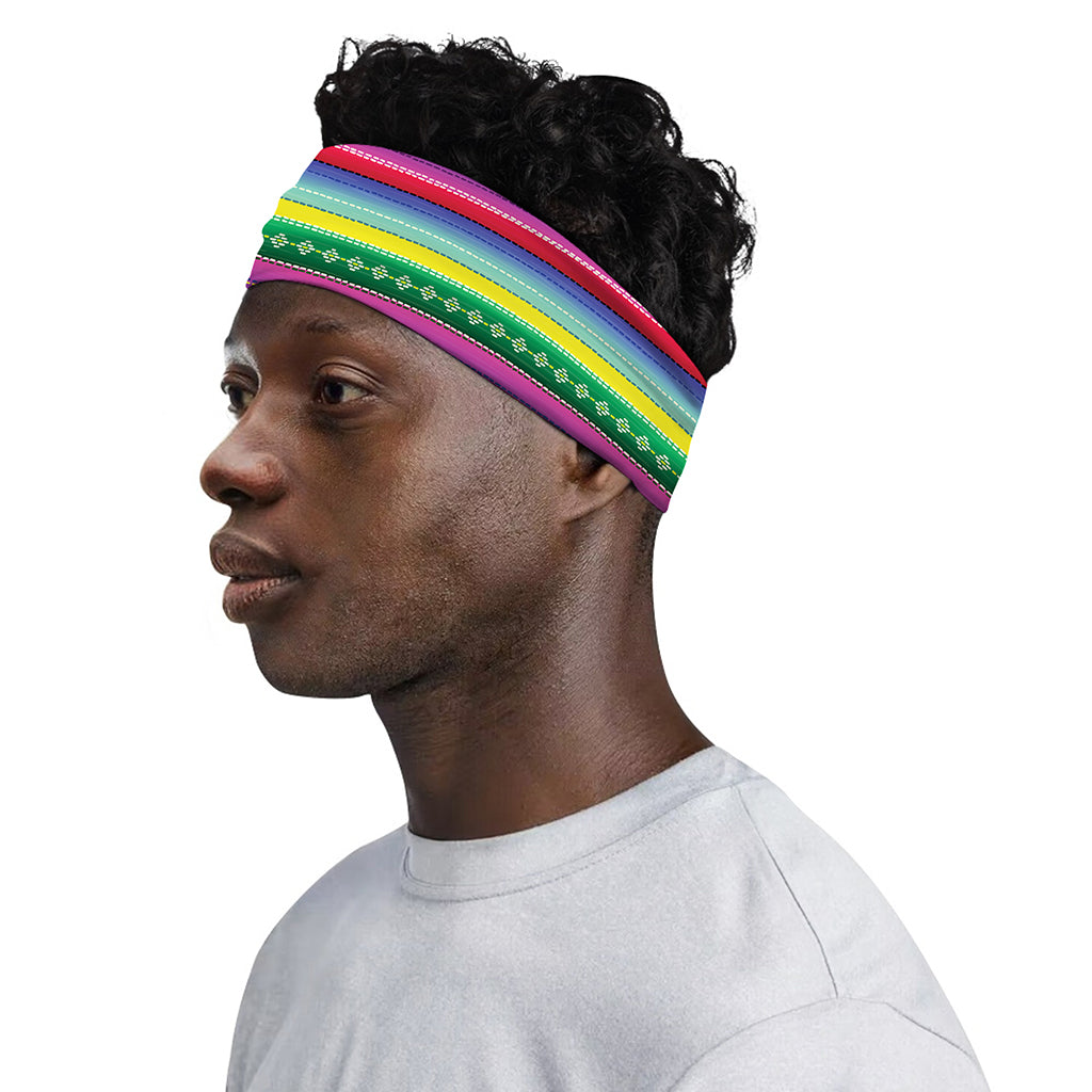 Sugar Skull Mexican Serape Pattern Print Sports Headband