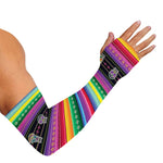 Sugar Skull Mexican Serape Pattern Print Sun Protection Arm Sleeves