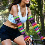 Sugar Skull Mexican Serape Pattern Print Sun Protection Arm Sleeves