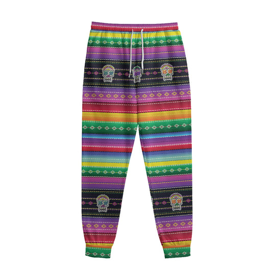 Sugar Skull Mexican Serape Pattern Print Sweatpants
