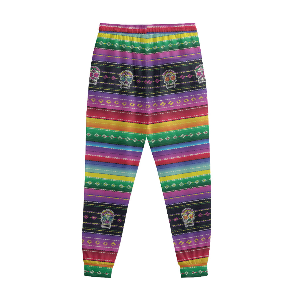 Sugar Skull Mexican Serape Pattern Print Sweatpants