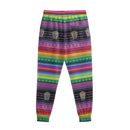 Sugar Skull Mexican Serape Pattern Print Sweatpants