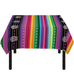 Sugar Skull Mexican Serape Pattern Print Tablecloth