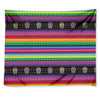 Sugar Skull Mexican Serape Pattern Print Tapestry