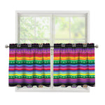 Sugar Skull Mexican Serape Pattern Print Tier Curtains