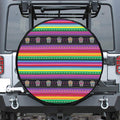 Sugar Skull Mexican Serape Pattern Print Tire Cover