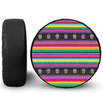 Sugar Skull Mexican Serape Pattern Print Tire Cover