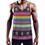 Sugar Skull Mexican Serape Pattern Print Training Tank Top