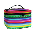 Sugar Skull Mexican Serape Pattern Print Travel Makeup Bag
