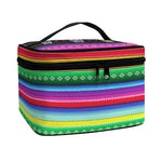 Sugar Skull Mexican Serape Pattern Print Travel Makeup Bag