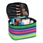Sugar Skull Mexican Serape Pattern Print Travel Makeup Bag