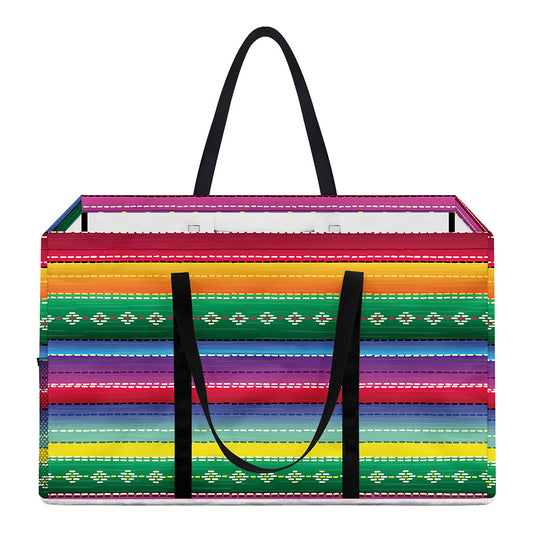 Sugar Skull Mexican Serape Pattern Print Utility Tote Bag