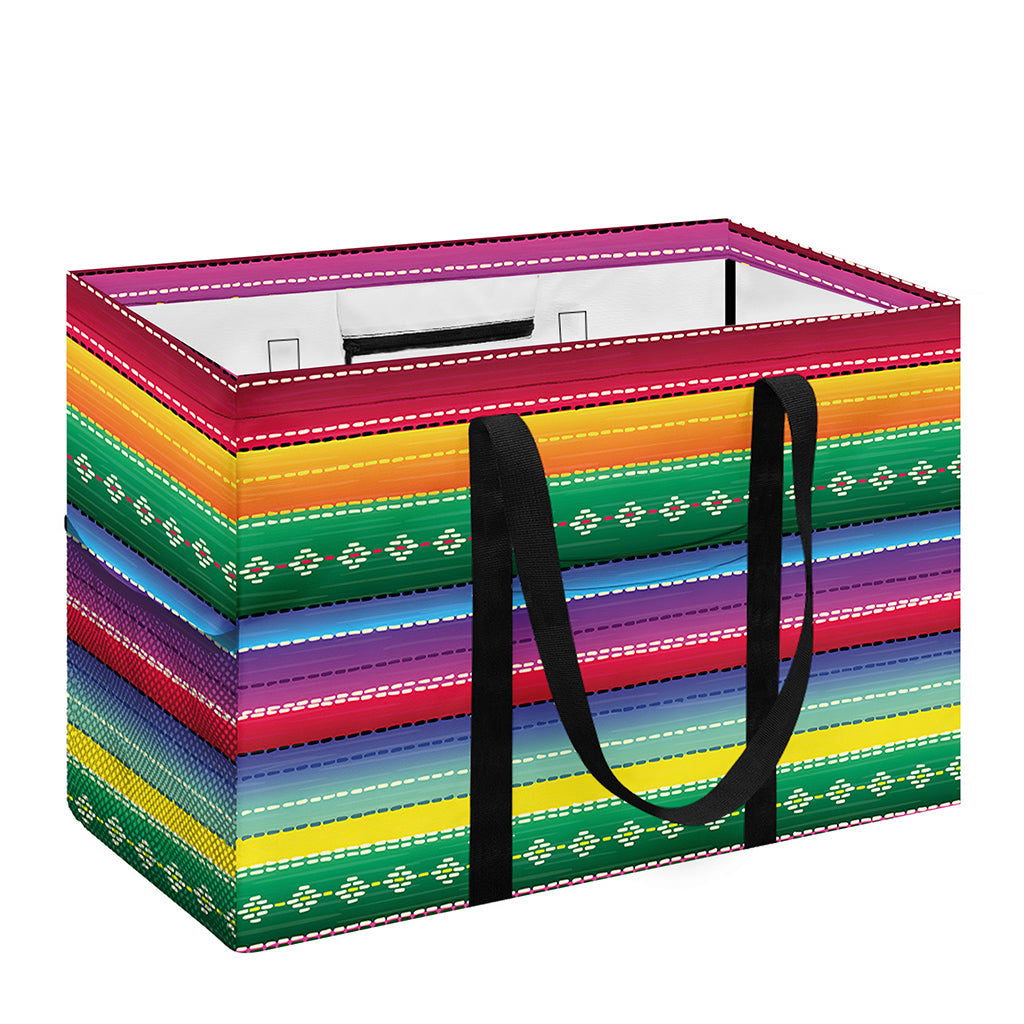 Sugar Skull Mexican Serape Pattern Print Utility Tote Bag