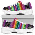 Sugar Skull Mexican Serape Pattern Print White Chunky Shoes