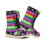 Sugar Skull Mexican Serape Pattern Print Winter Boots