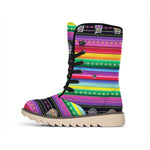 Sugar Skull Mexican Serape Pattern Print Winter Boots