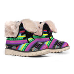 Sugar Skull Mexican Serape Pattern Print Winter Boots