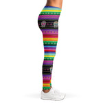 Sugar Skull Mexican Serape Pattern Print Women's Leggings