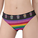 Sugar Skull Mexican Serape Pattern Print Women's Panties