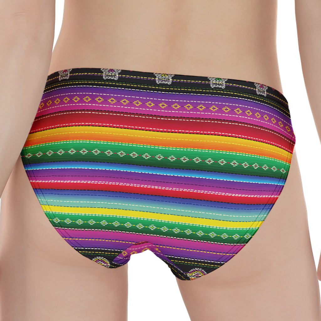 Sugar Skull Mexican Serape Pattern Print Women's Panties
