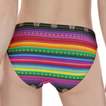 Sugar Skull Mexican Serape Pattern Print Women's Panties