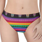 Sugar Skull Mexican Serape Pattern Print Women's Thong